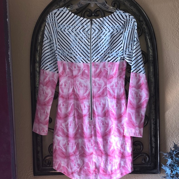 LuLus Sheath Long Sleeve Pink Flowered Dress - Picture 3 of 5